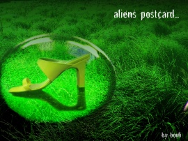 aliens postcard