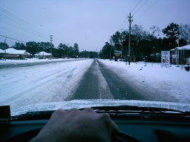 Driving on a Snowy Road