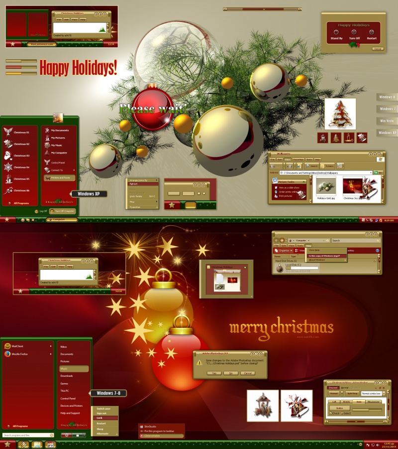 Christmas Holidays Gold Theme Windowblinds