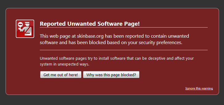 Warning From FireFox on Skinbase Download